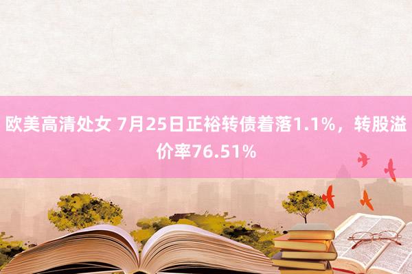 欧美高清处女 7月25日正裕转债着落1.1%，转股溢价率76.51%