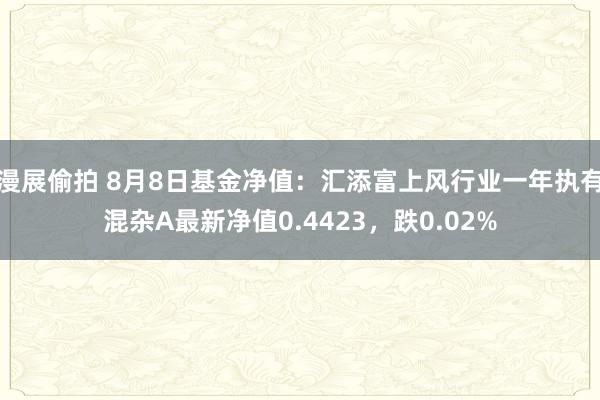 漫展偷拍 8月8日基金净值：汇添富上风行业一年执有混杂A最新净值0.4423，跌0.02%