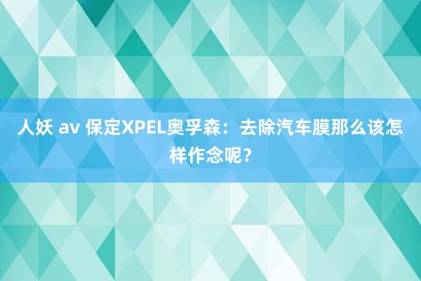 人妖 av 保定XPEL奥孚森：去除汽车膜那么该怎样作念呢？