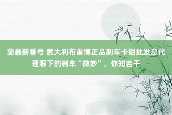 蘭最新番号 意大利布雷博正品刹车卡钳批发总代理眼下的刹车“微妙”，你知若干