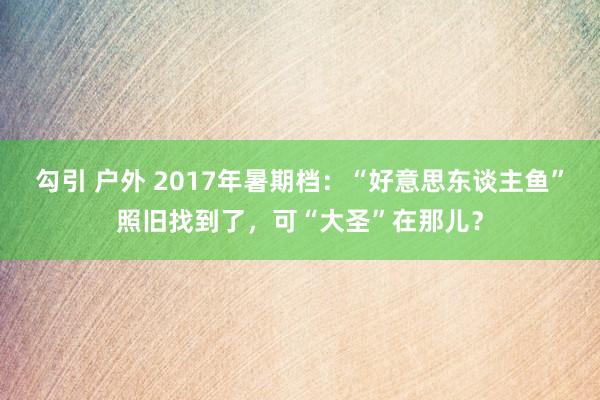 勾引 户外 2017年暑期档：“好意思东谈主鱼”照旧找到了，可“大圣”在那儿？