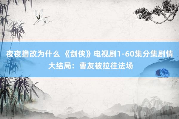 夜夜撸改为什么 《剑侠》电视剧1-60集分集剧情 大结局：曹友被拉往法场