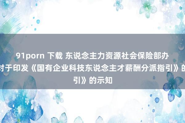 91porn 下载 东说念主力资源社会保险部办公厅对于印发《国有企业科技东说念主才薪酬分派指引》的示知